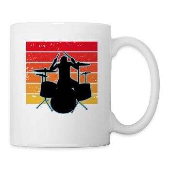 Schlagzeuger und Schlagzeug - Tasse - Weiß - Rechts