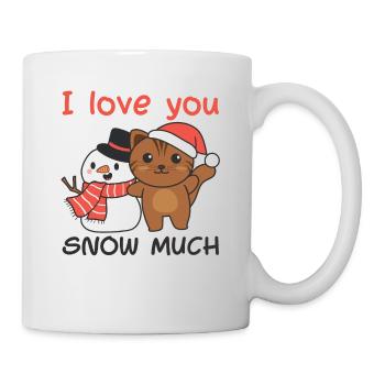 Cat I love you snow much snowman pun - Mug - white - Right