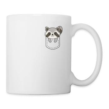Raccoon in bag of cute raccoons in breast pocket - Mug - white - Right
