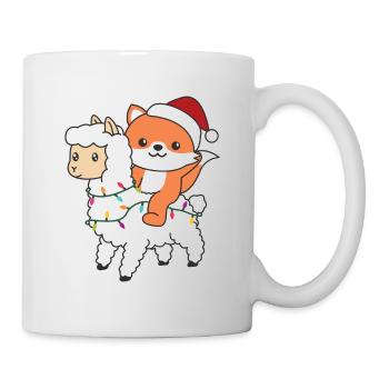 Fox Llama Alpaca Christmas Winter Animals - Mug - white - Right