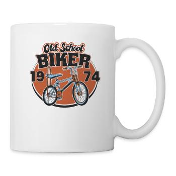 Old School Biker 1974. 49. Geburtstag - Tasse - Weiß - Rechts