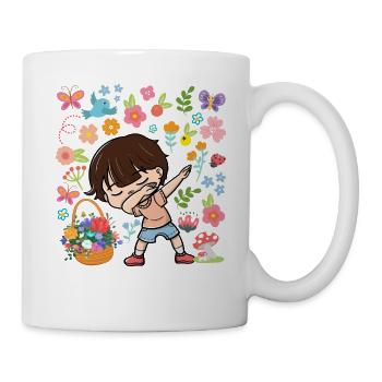 Dabbing Boy Hippie Bouquet Basket Spring - Mug - white - Right