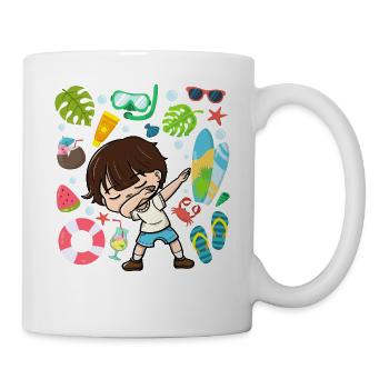Dabbing Boy Beach Lifestyle Sommerzeit Gemäßigte - Tasse - Weiß - Rechts