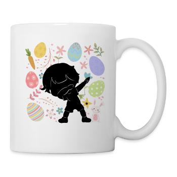 Silhouette Young Colorful Eggs Easter Costume Holiday - Mug - white - Right