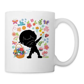 Silhouette Dabbing Boy Hippie Bouquet Spring - Mug - white - Right