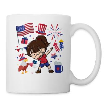 Dabbing Girl July 4 Independence Day - Mug - white - Right