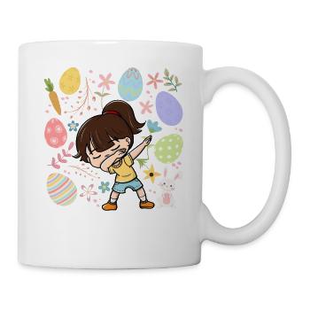 Dabbing Girl Colorful Eggs Easter Costume Holiday - Mug - white - Right