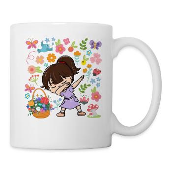 Dabbing Girl Hippie Bouquet Basket Spring - Mug - white - Right