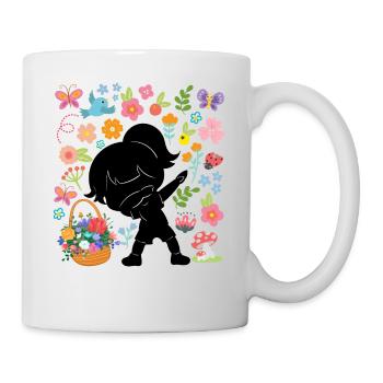 Silhouette Dabbing Girl Hippie Bouquet Spring - Mug - white - Right