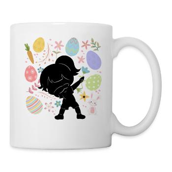 Silhouette Girl Colorful Eggs Easter Costume - Mug - white - Right