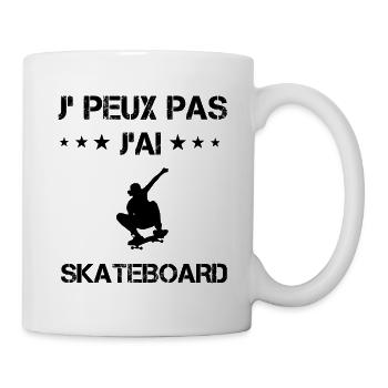 Je peux pas j'ai skateboard cadeau humour - Mug blanc - blanc - Droite