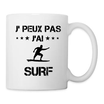 Je peux pas j'ai surf board cadeau humour - Mug blanc - blanc - Droite