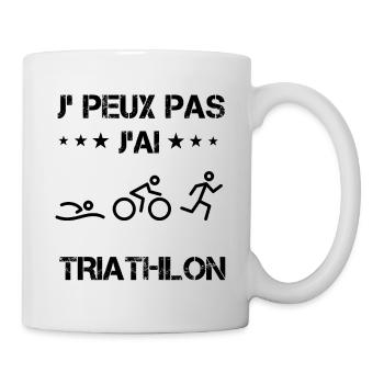 Je peux pas j'ai triathlon cadeau humour - Mug blanc - blanc - Droite