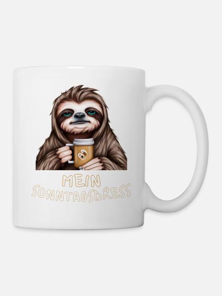 MEIN SONNTAGSDRESS Faultier Schlafshirt - Tasse - Weiß