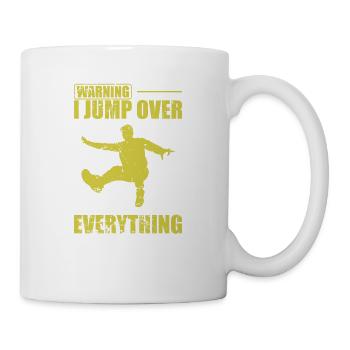 Warning I jump over Everything Parkour Sport - Mug - white - Right