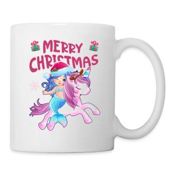 Weihnachten Einhorn Und Meerjungfrau Mit - Tasse - Weiß - Rechts