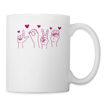 Valentinstag Liebe Zeichensprache Hand Herz Stumm - Tasse - Weiß - Rechts