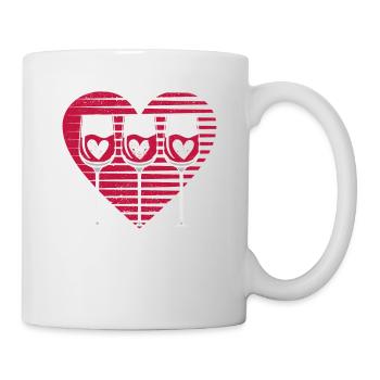 Three Glasses of Wine Lovers Heart Funny Couples - Mug - white - Right