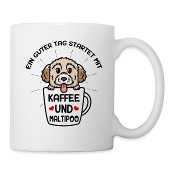 Kaffee Und Maltipoo Hund - Tasse - Weiß - Rechts