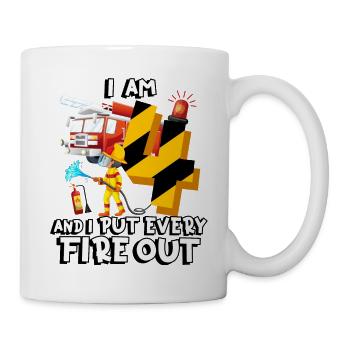 Pompiers pompiers J’ai 4 ans - Mug blanc - blanc - Droite