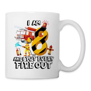 Fire engine firefighting I am 8 years old - Mug - white - Right