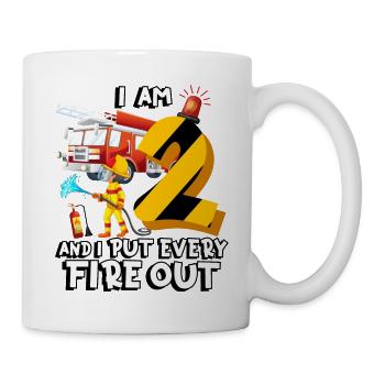Pompiers pompiers J’ai 2 ans - Mug blanc - blanc - Droite