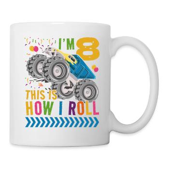 Ich Bin 8 Es Ist, Wie Ich Rollen | Monster Truck - Tasse - Weiß - Rechts