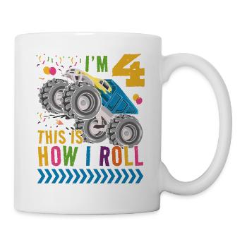 Ich Bin 4 Es Ist, Wie Ich Rollen | Monster Truck - Tasse - Weiß - Rechts