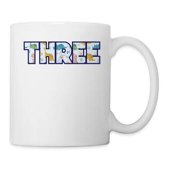 Three years of colorful dinosaurs 3rd birthday - Mug - white - Right