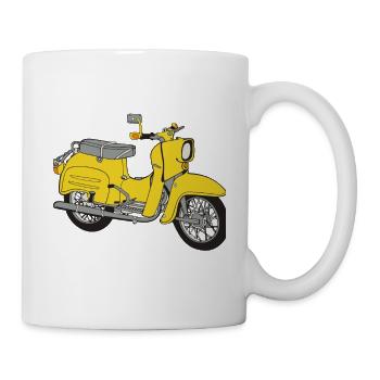 Schwalbenfahrer Simson Schwalbe Kult Roller DDR - Tasse - Weiß - Rechts