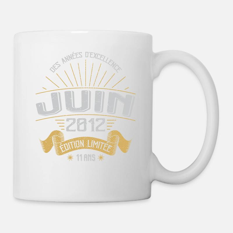 Juin 2012 11 Ans Anniversaire Vintage Idée Cadeau - Mug blanc - blanc