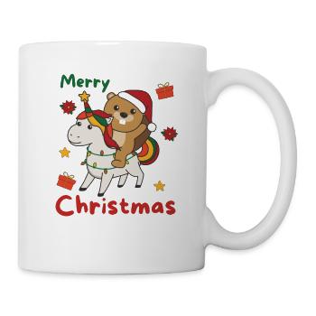 Weihnachts Einhorn Biber frohe Weihnachten Einhorn - Tasse - Weiß - Rechts
