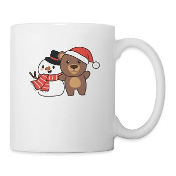 Ours avec bonhomme de neige en hiver pour Noël - Mug blanc - blanc - Droite