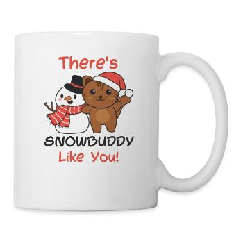 Katze There's snowbuddy like schneemann wortspiel - Tasse - Weiß - Rechts