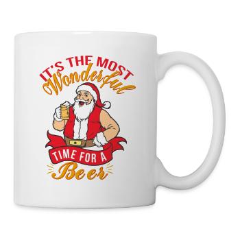 Die schönste Zeit für ein Bier Retro Hässliche Weihnachten - Tasse - Weiß - Rechts