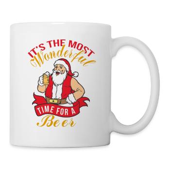 Die schönste Zeit für ein Bier Retro Hässliche Weihnachten - Tasse - Weiß - Rechts