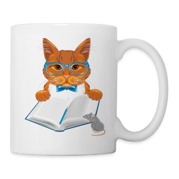 Intelligente Ingwerkatze und lustige Maus - Tasse - Weiß - Rechts