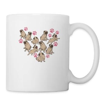 Mops Herz Valentinstag Hundeliebhaber Tierhalter - Tasse - Weiß - Rechts
