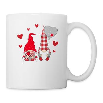 Rosa Gnome Liebe Plaid Herz Luftballons Valentinst - Tasse - Weiß - Rechts