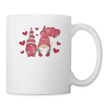 Rosa Gnome Liebe Plaid Herz Luftballons Valentin - Tasse - Weiß - Rechts