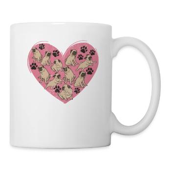 Mops Herz Valentinstag Hundeliebhaber Tierhalter - Tasse - Weiß - Rechts