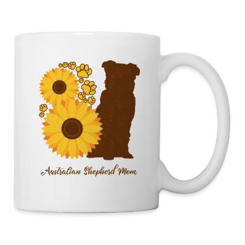 Sonnenblumenmutter - Australischer Schäferhund - Tasse - Weiß - Rechts
