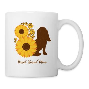 Sonnenblumenmutter - Basset Hound - Tasse - Weiß - Rechts
