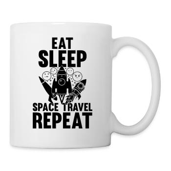 Eat Sleep Space Travel Repeat - Space Ship Planets - Mug - white - Right