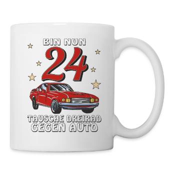 AUTO GEBURTSTAG BIN NUN 24 - Tasse - Weiß - Rechts