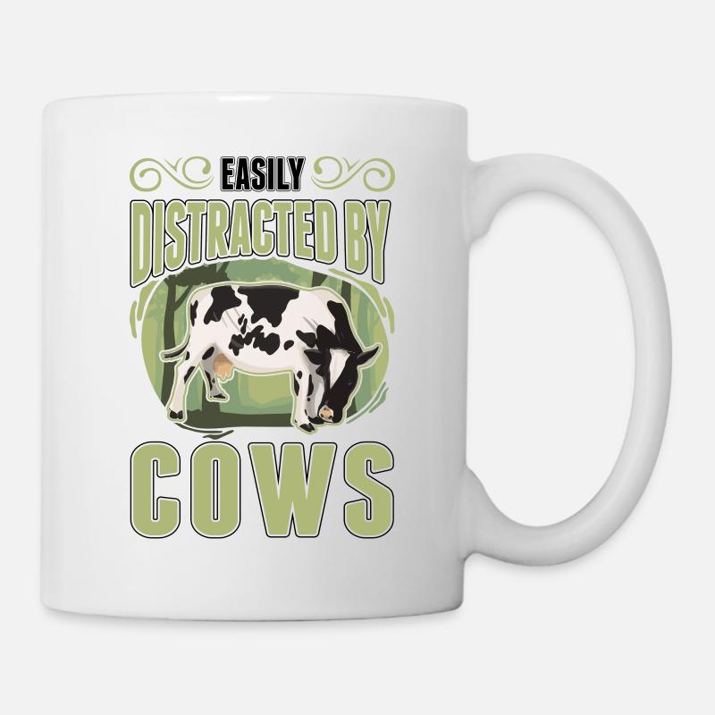 Facilement distrait par Vaches vache bovins éleveur vache - Mug blanc - blanc