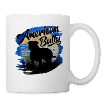 American Bully XL blue line artistic design - Mug - white - Right
