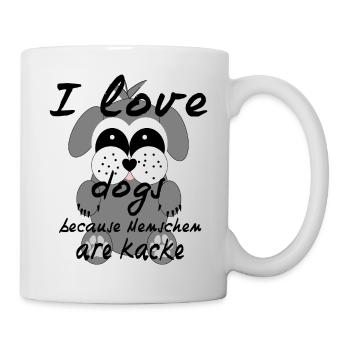 Ich liebe Hunde und hasse Menschen - Tasse - Weiß - Rechts
