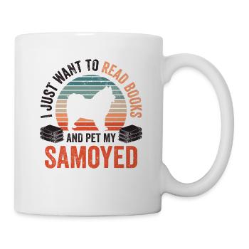 Reading and stroking Samoyeds Samoyedenspitz - Mug - white - Right