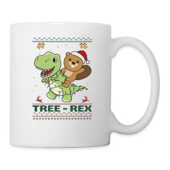 Merry Christmas ugly christmas Beaver Tree Rex - Mug - white - Right